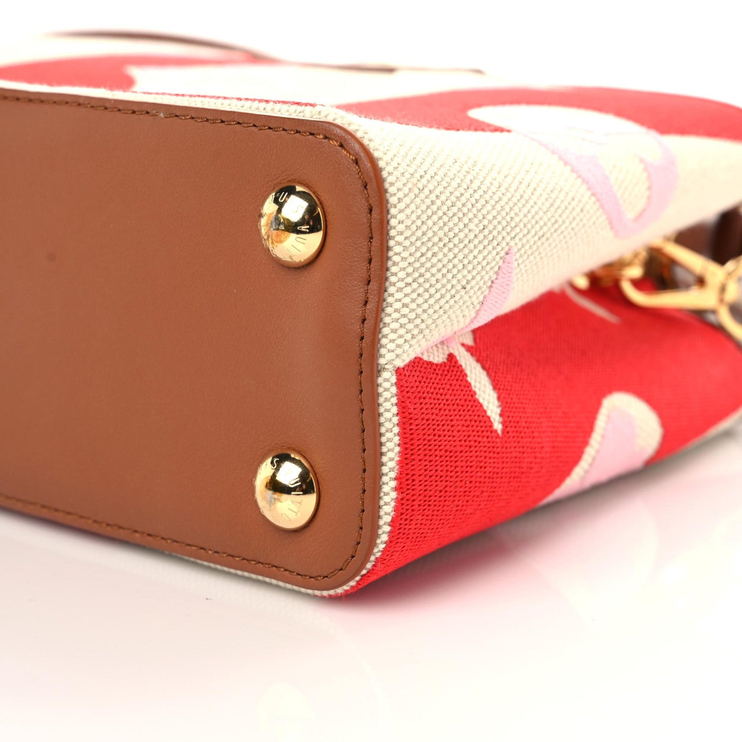 Louis Vuitton Canvas Calfskin Embroidered Braided Monogram Capucines BB Red 8 of 9