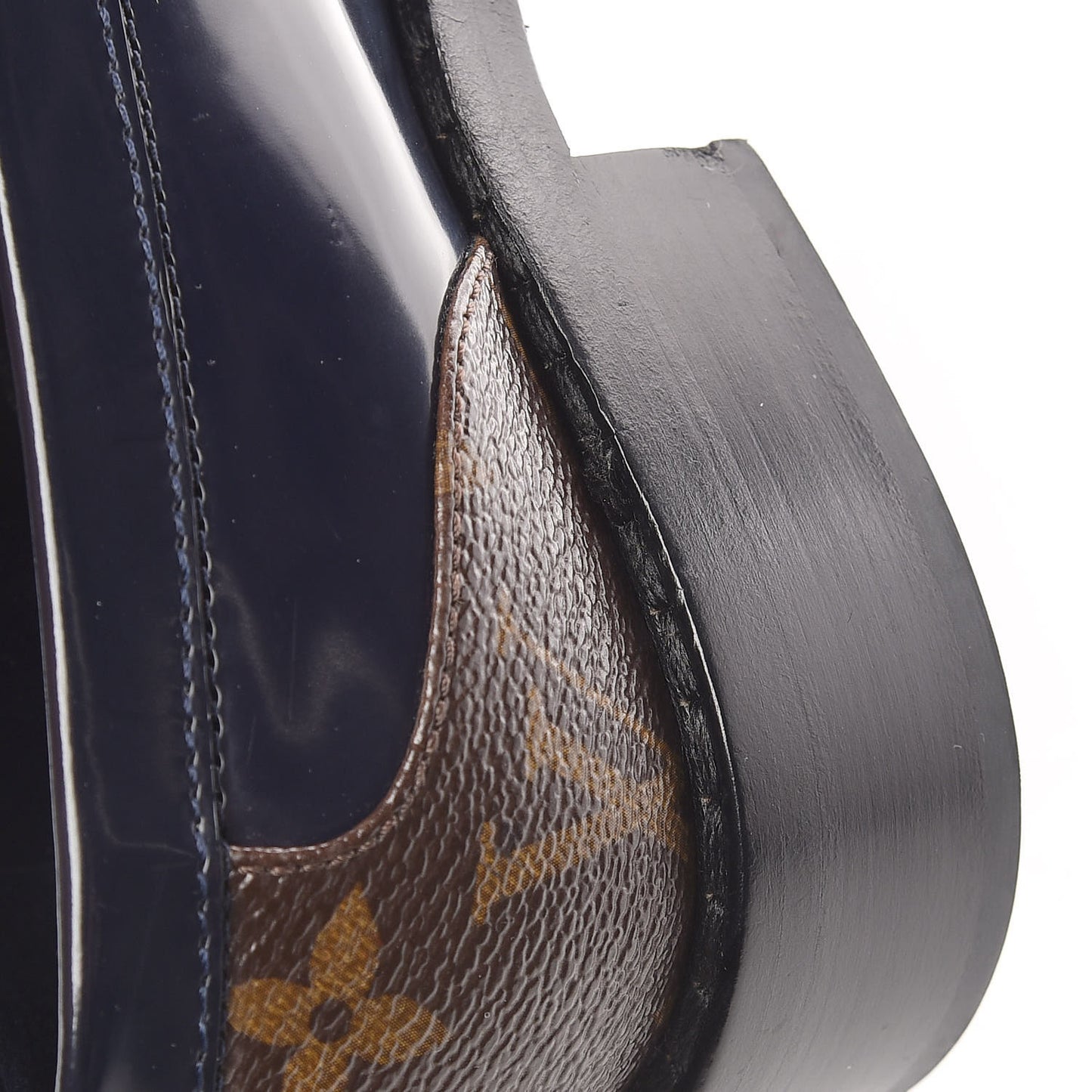 Monogram Patent Academy Flat Loafers 36 Navy