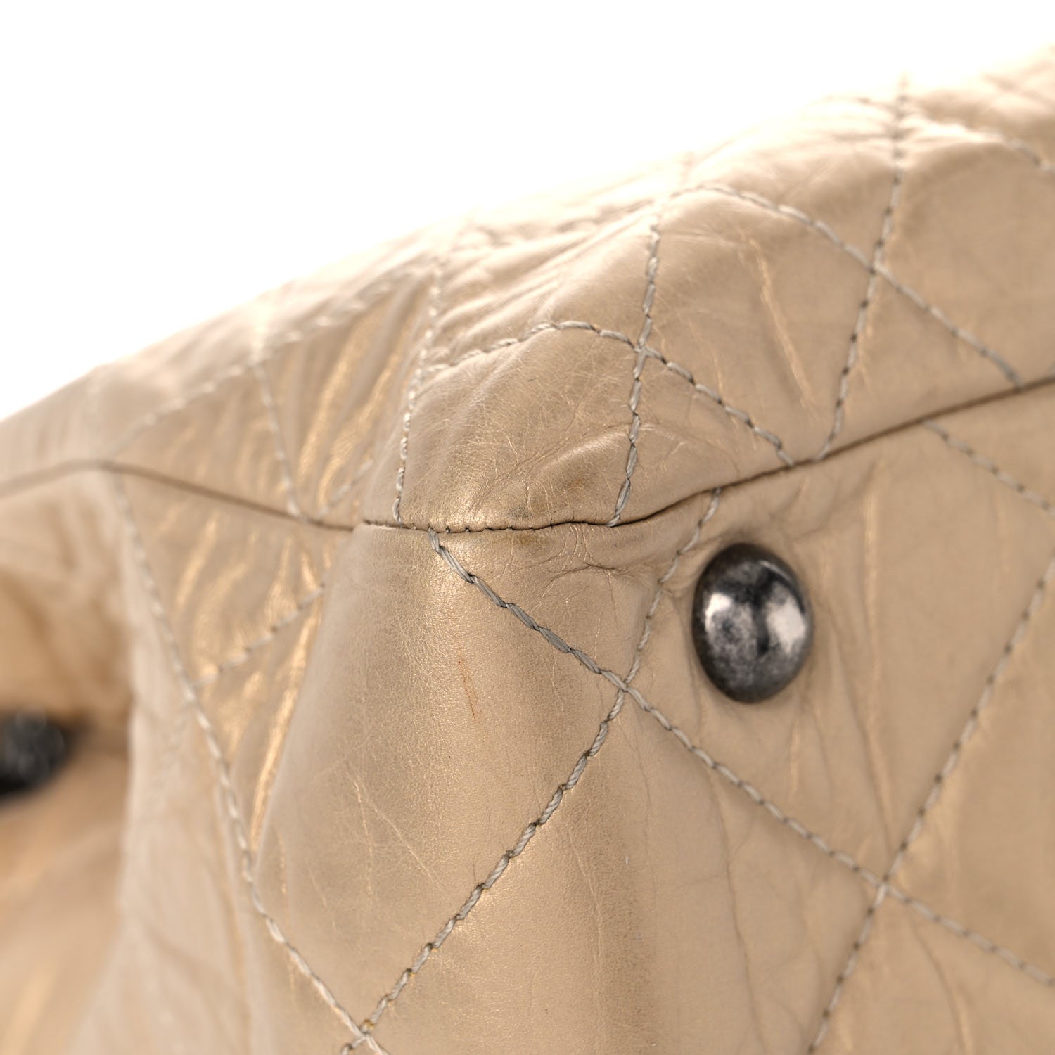Chanel Metallic Aged Calfskin Quilted Reissue 2.55 Tote Light Gold 8 of 16