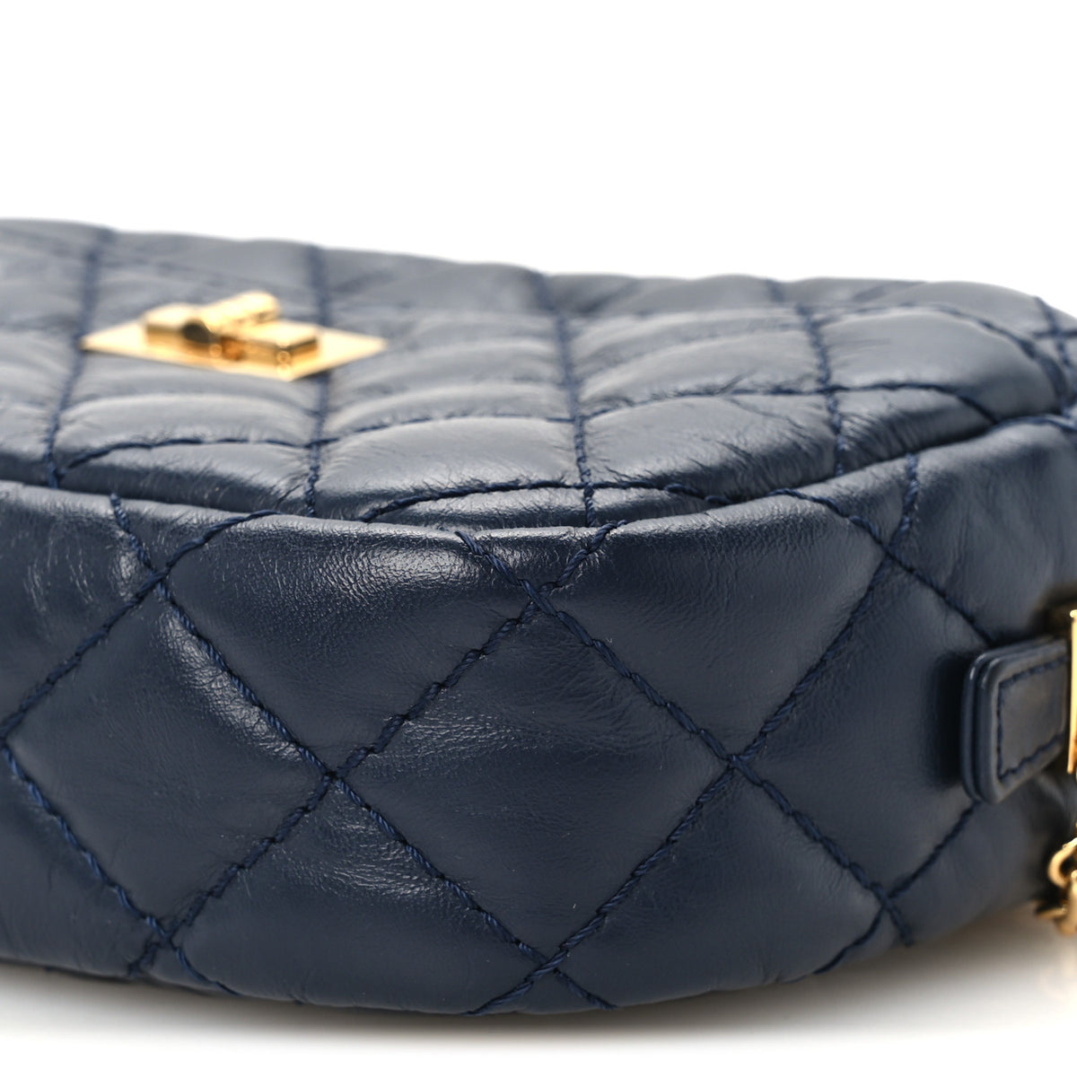 Aged Calfskin Quilted Mini Reissue Camera Case Navy