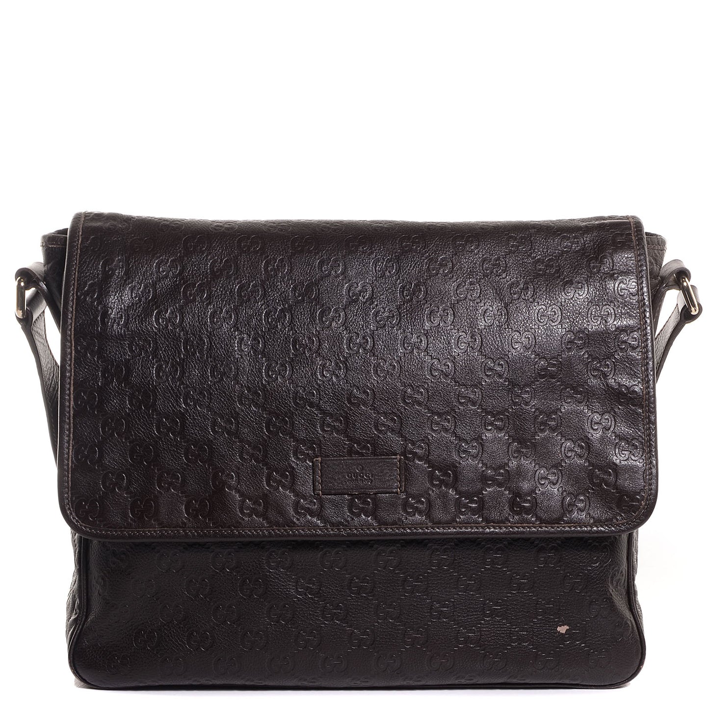Guccissima Medium Flap Messenger Bag Chocolate