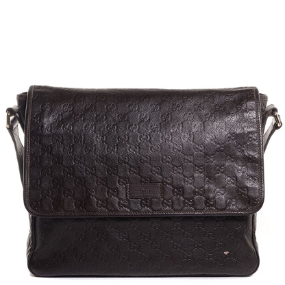 Gucci Guccissima Medium Flap Messenger Bag Chocolate 1 of 9