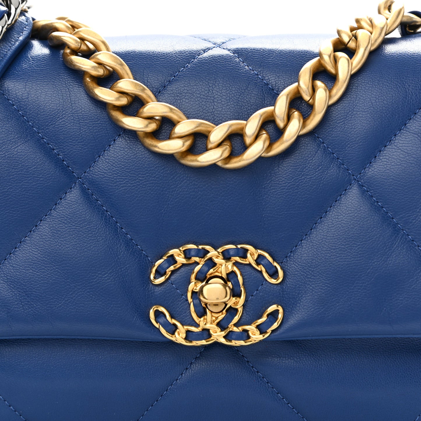 Goatskin Quilted Medium Chanel 19 Flap Dark Blue