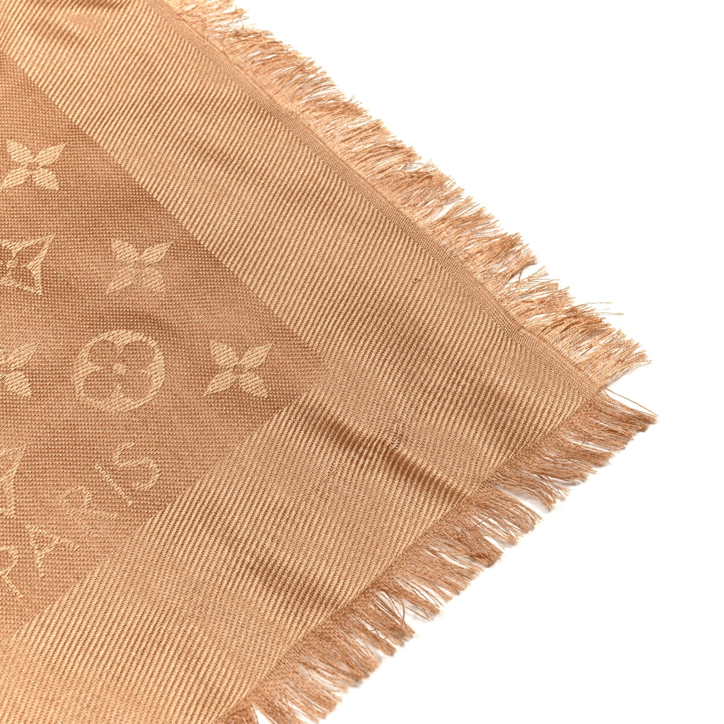 Silk Wool Monogram Shawl Caramel