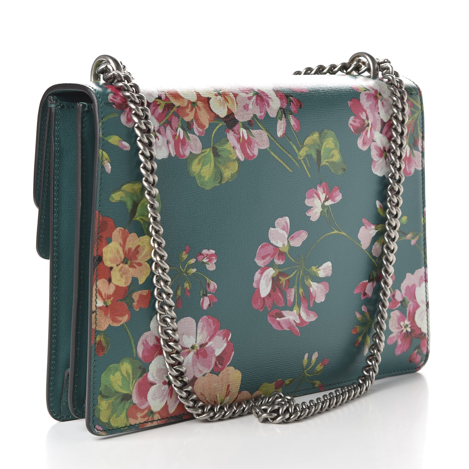 Gucci Calfskin Blooms Print Medium Dionysus Shoulder Bag Bright Emerald Multicolor 3 of 10