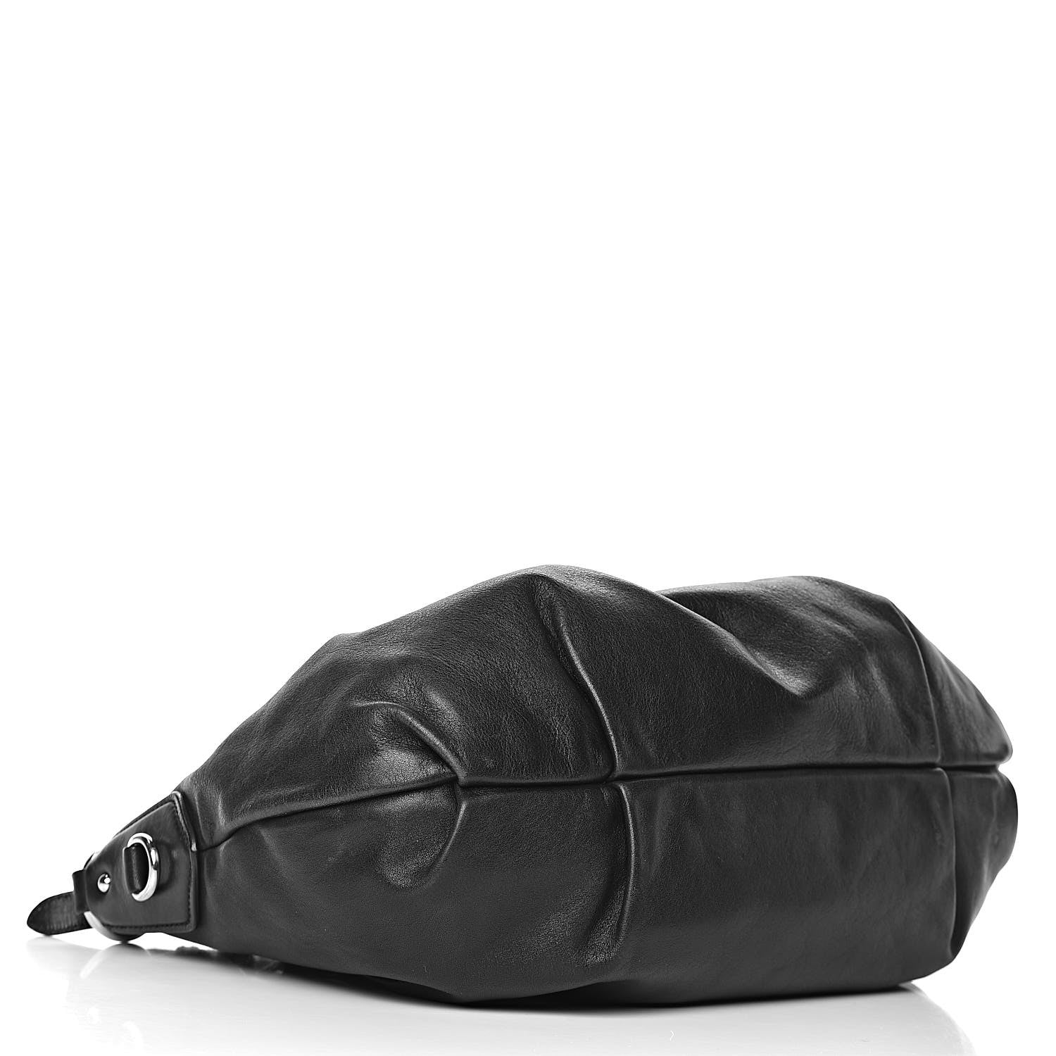 Prada Soft Calfskin Pleated Hobo Black 4 of 16