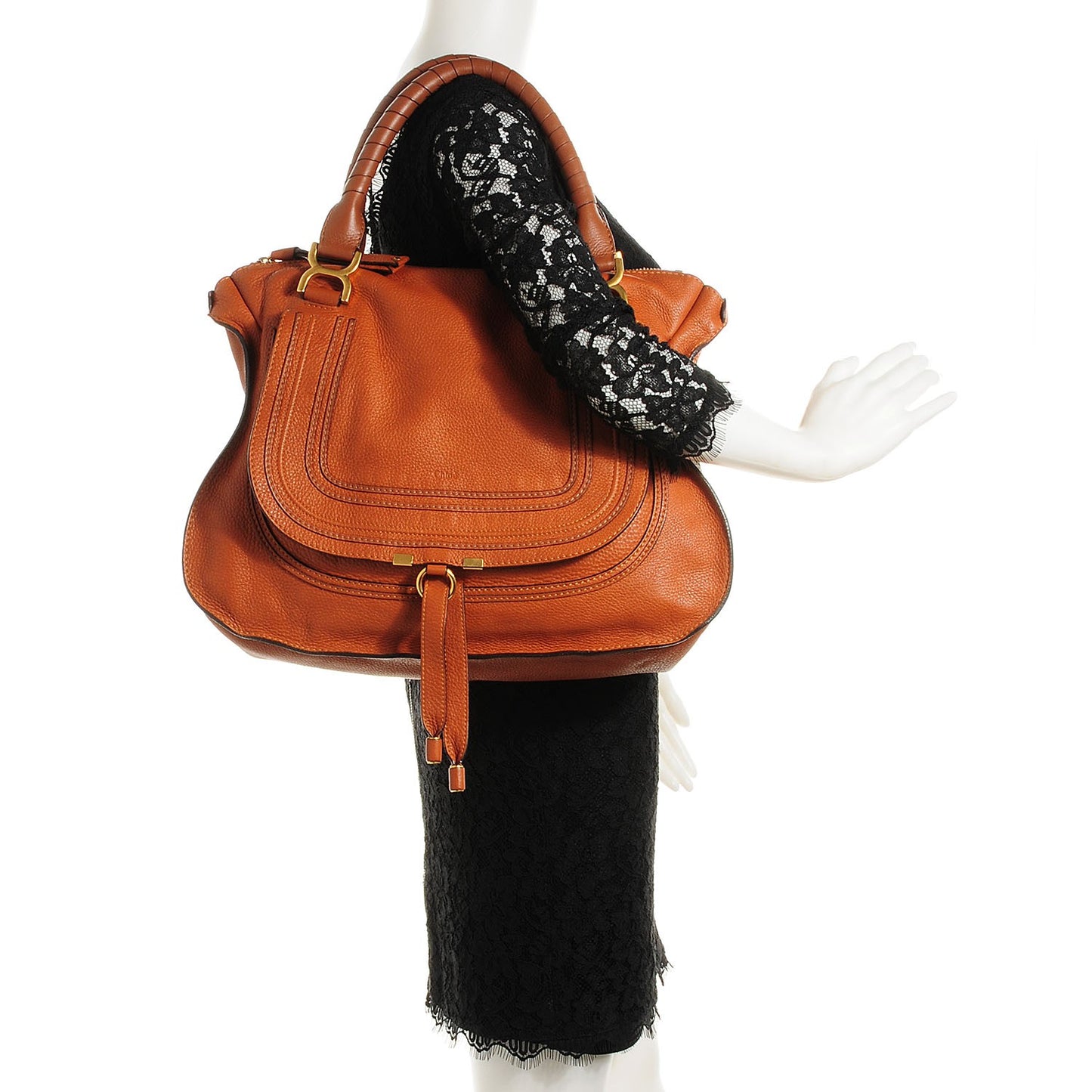 Calfskin Large Marcie Satchel Tan