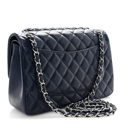 Chanel Caviar Quilted Jumbo Double Flap Navy Blue 3 of 11