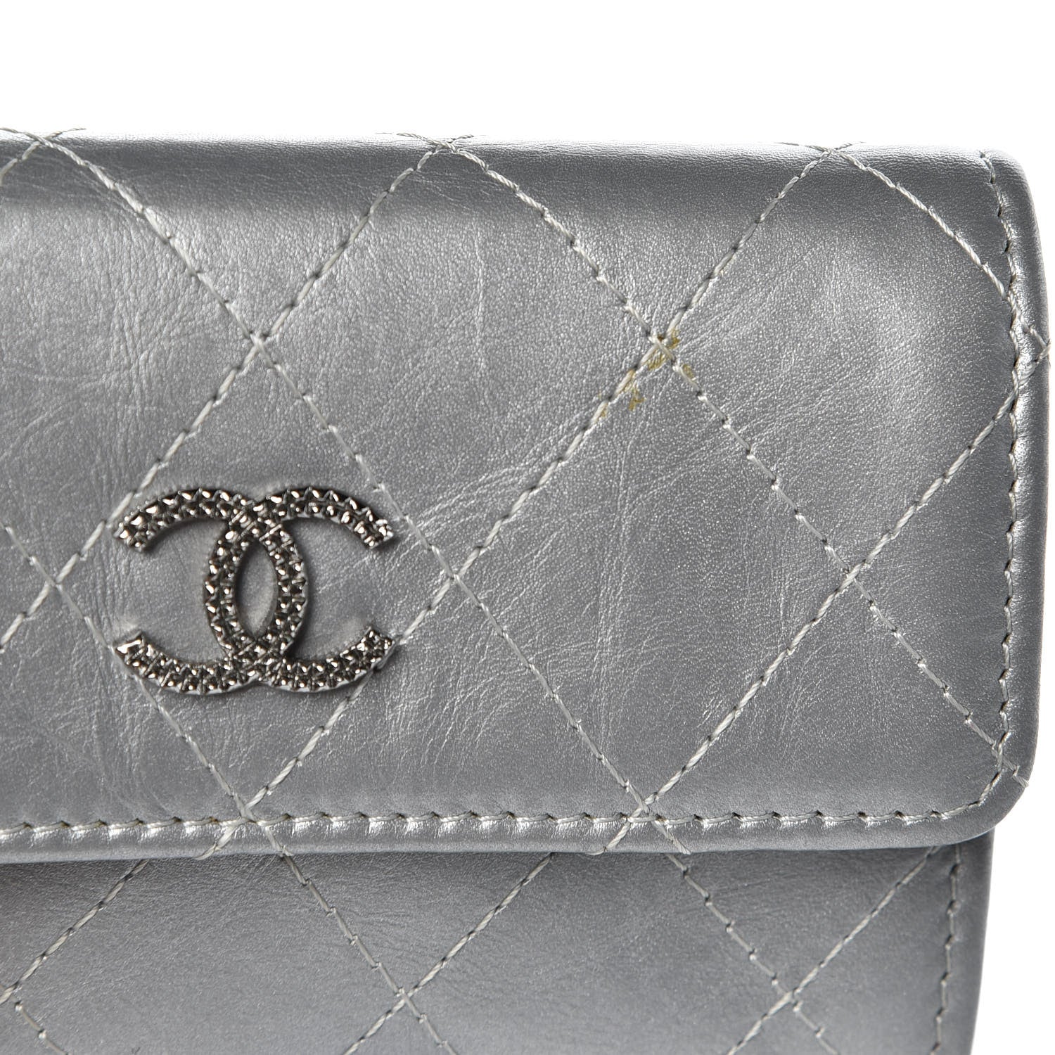 Chanel Metallic Calfskin Quilted Palette Card Holder Silver 10 of 12