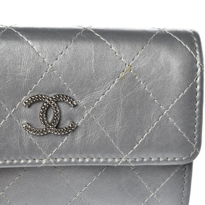 Chanel Metallic Calfskin Quilted Palette Card Holder Silver 10 of 12