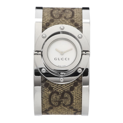 Gucci Stainless Steel Canvas Mother of Pearl 33mm Twirl Monogram Quartz Watch 1 of 7