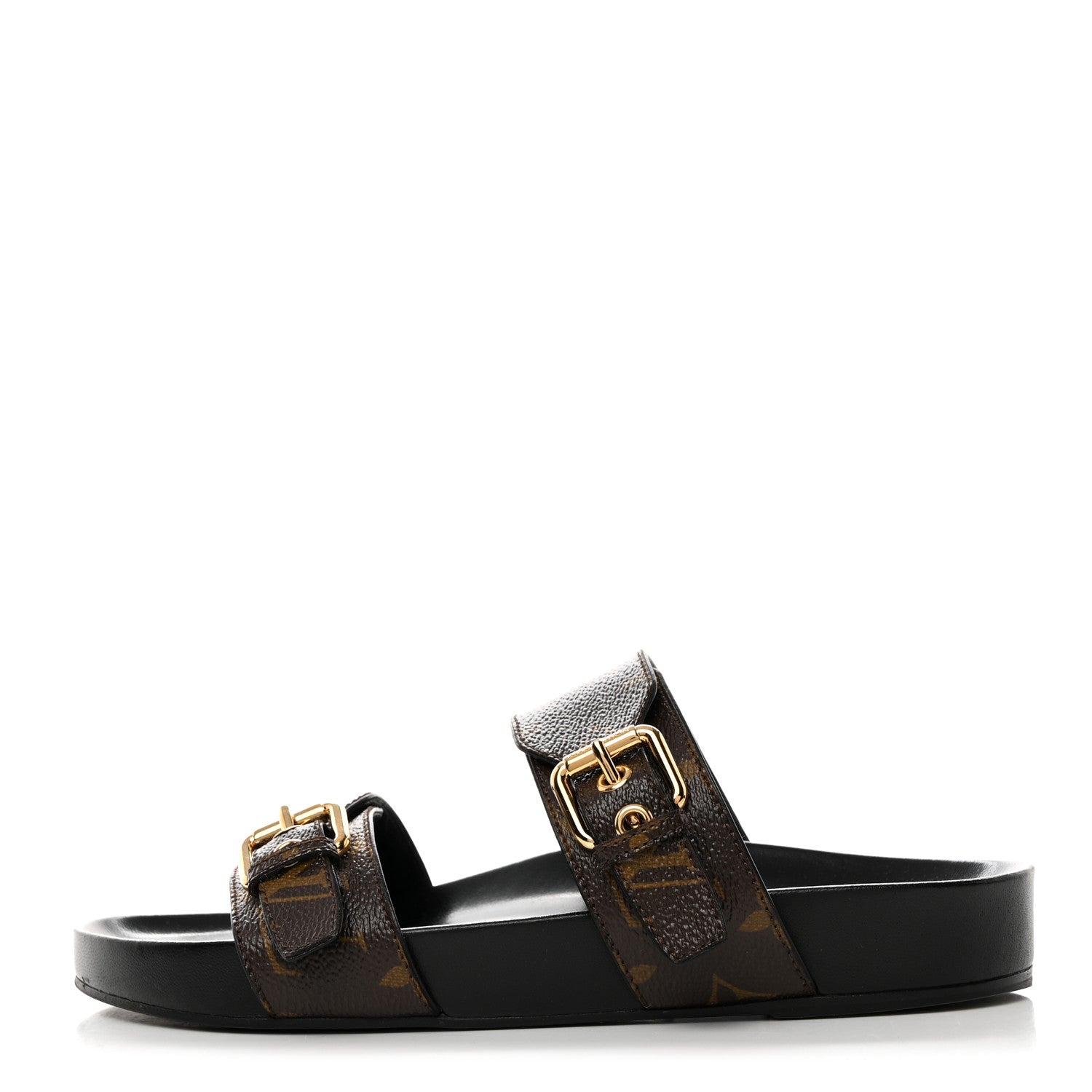 Louis Vuitton Monogram Bom Dia Mule Sandals 37.5 Black 1 of 9