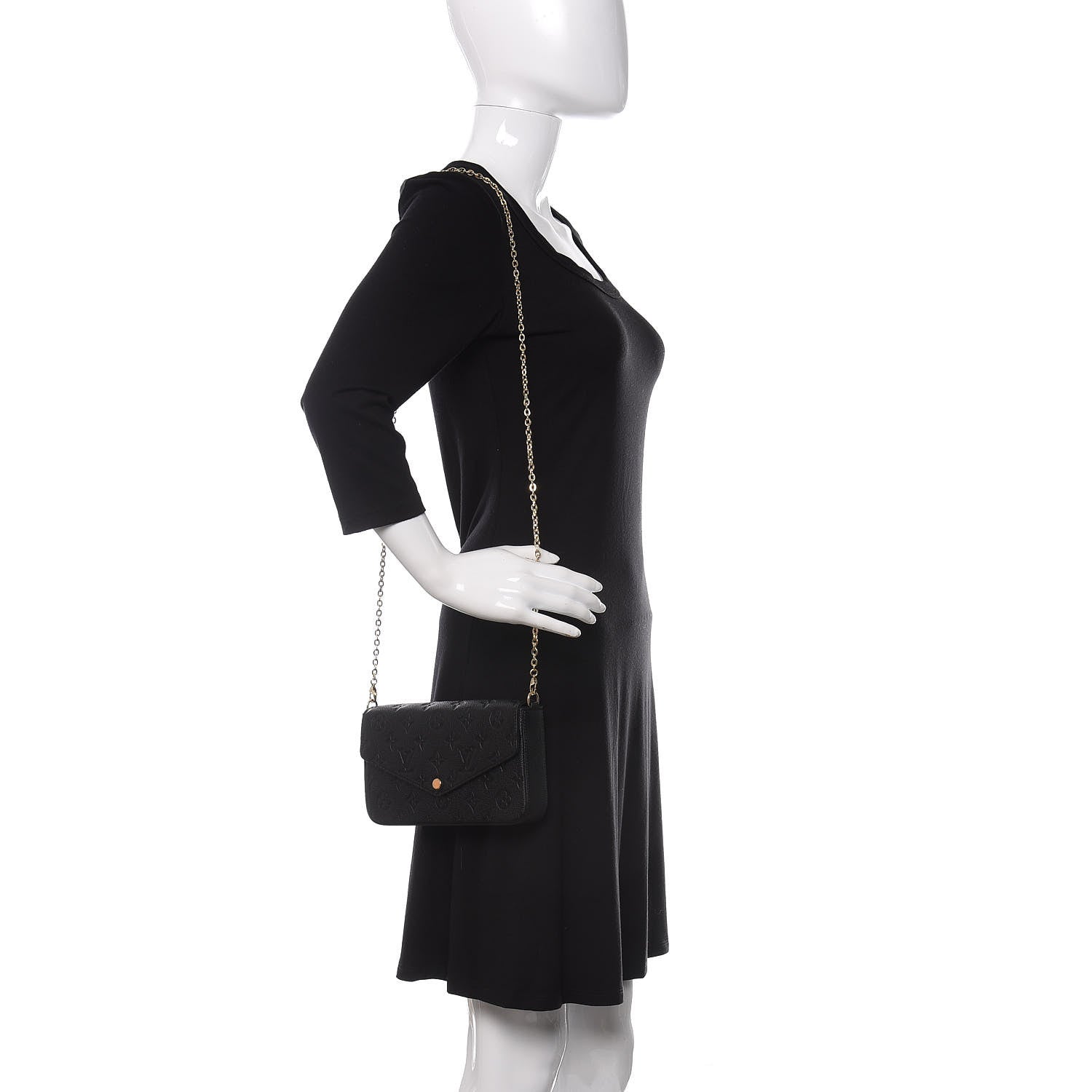Louis Vuitton Empreinte Pochette Felicie Chain Wallet Black 2 of 10