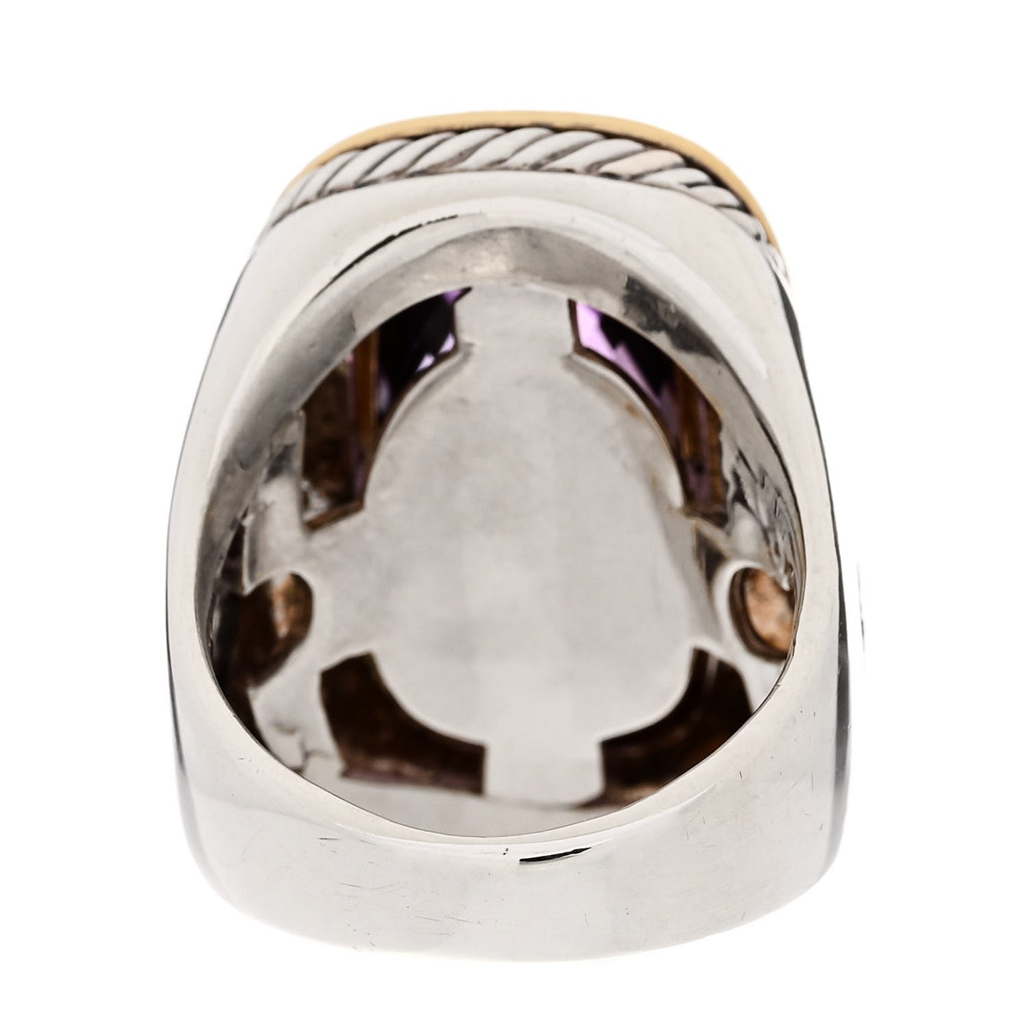 Sterling Silver 18K Yellow Gold Amethyst Elongated Albion Ring 57 8
