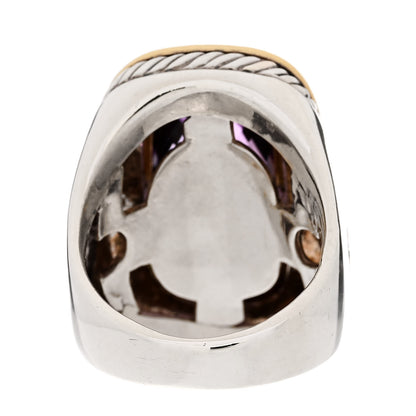 David Yurman Sterling Silver 18K Yellow Gold Amethyst Elongated Albion Ring 57 8 4 of 7