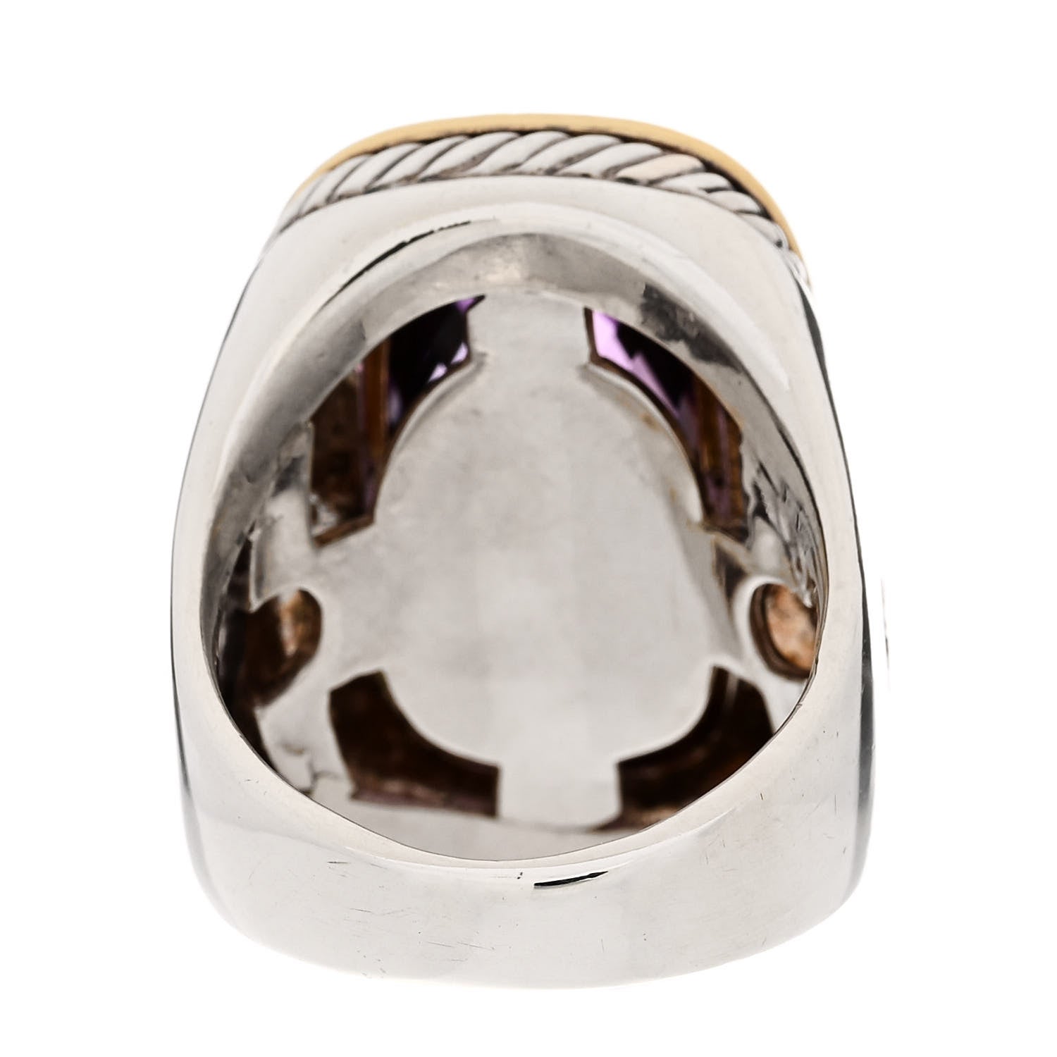 David Yurman Sterling Silver 18K Yellow Gold Amethyst Elongated Albion Ring 57 8 4 of 7