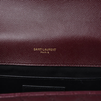 Saint Laurent Grain De Poudre Textured Mixed Matelasse Medium Triquilt Monogram Satchel Rouge Legion 6 of 12