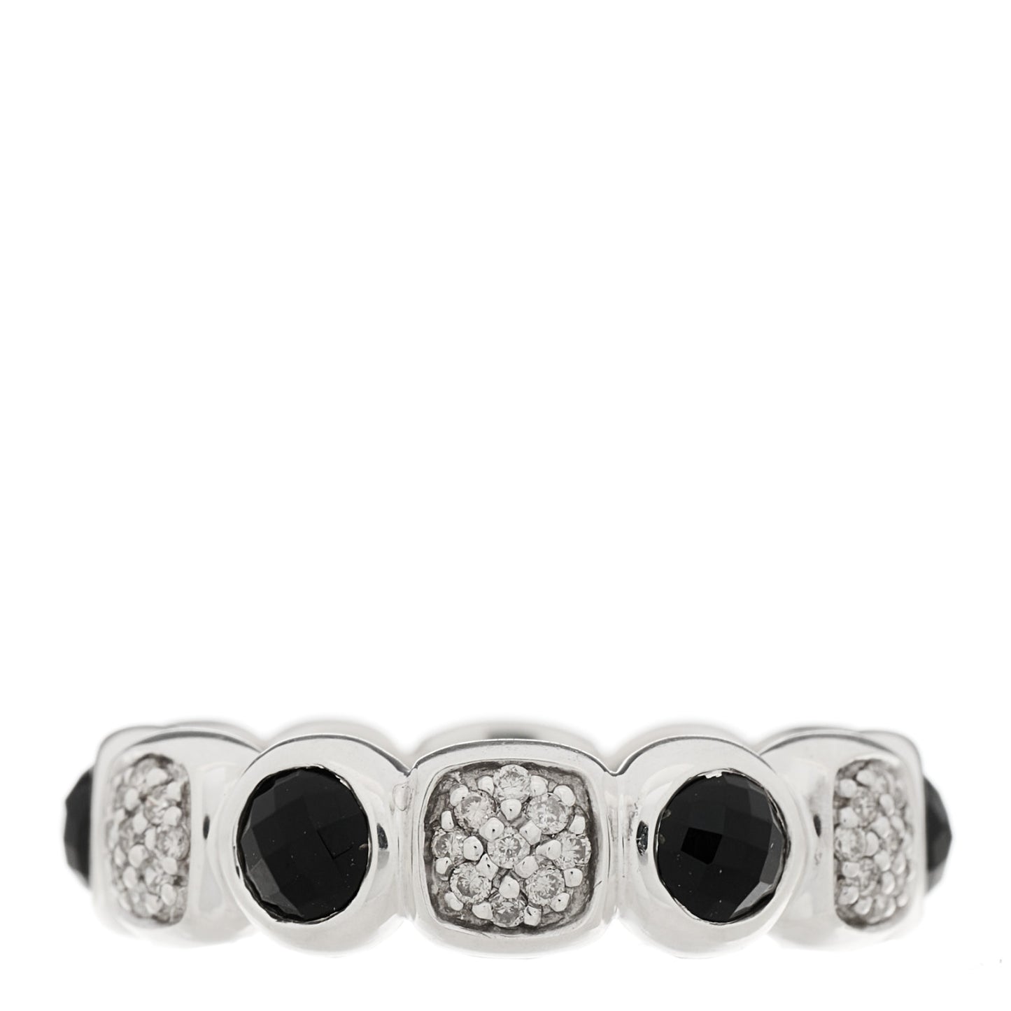 Sterling Silver Pave Diamond Onyx Eternity Ring 54 7