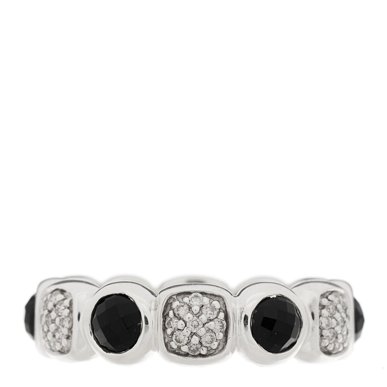 David Yurman Sterling Silver Pave Diamond Onyx Eternity Ring 54 7 3 of 4