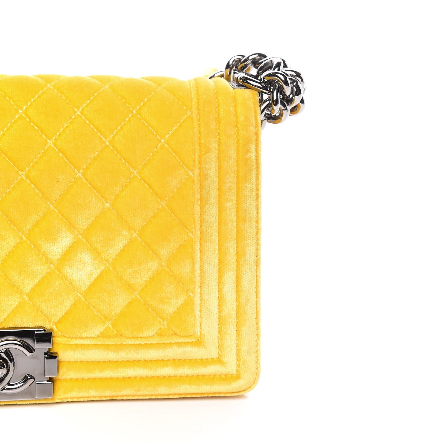 Velvet Quilted Medium Boy Flap Yellow