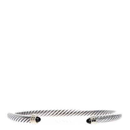 David Yurman Sterling Silver 14K Yellow Gold Black Onyx 5mm Cable Classics Petite Color Bracelet 1 of 5
