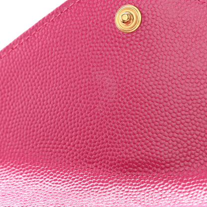 Saint Laurent Grain De Poudre Matelasse Chevron Small Monogram Envelope Wallet Bubblegum 8 of 12