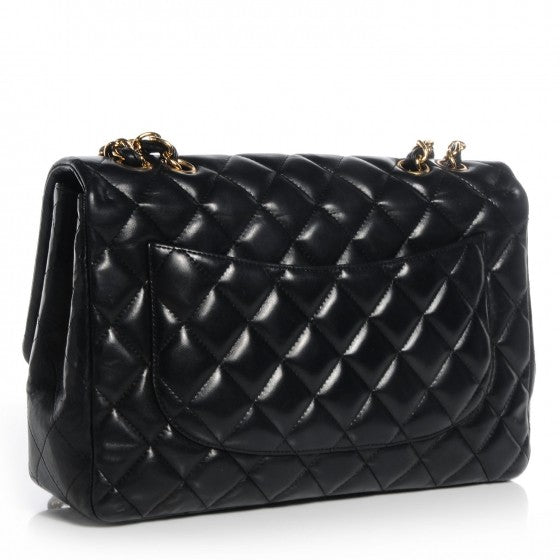 Lambskin Quilted Jumbo Single Flap Black
