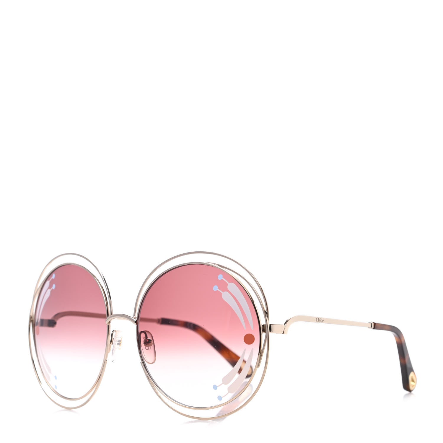 Chloe Oversize Round Carlina Sunglasses CE114SRI Gold Gradient Burgundy 1 of 7