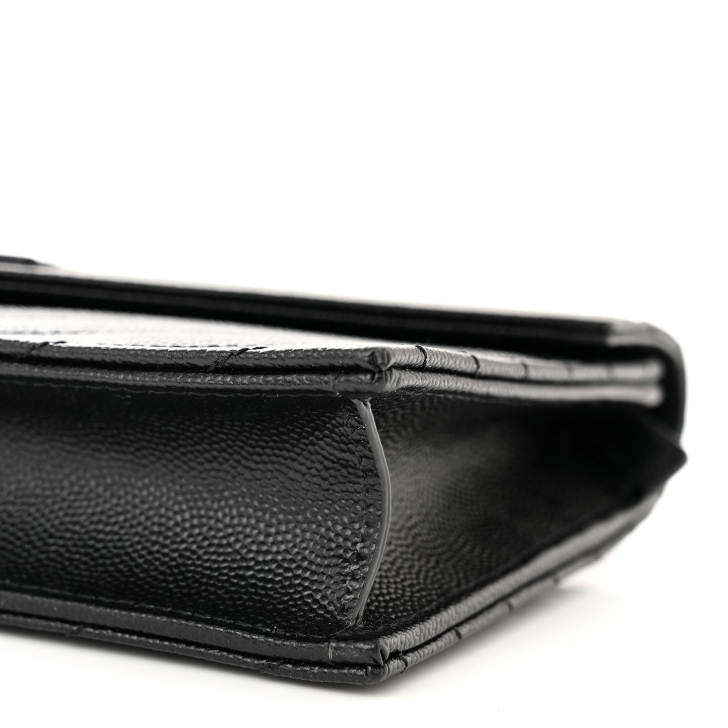 Grain De Poudre Matelasse Chevron Monochrome Monogram Envelope Chain Wallet Black