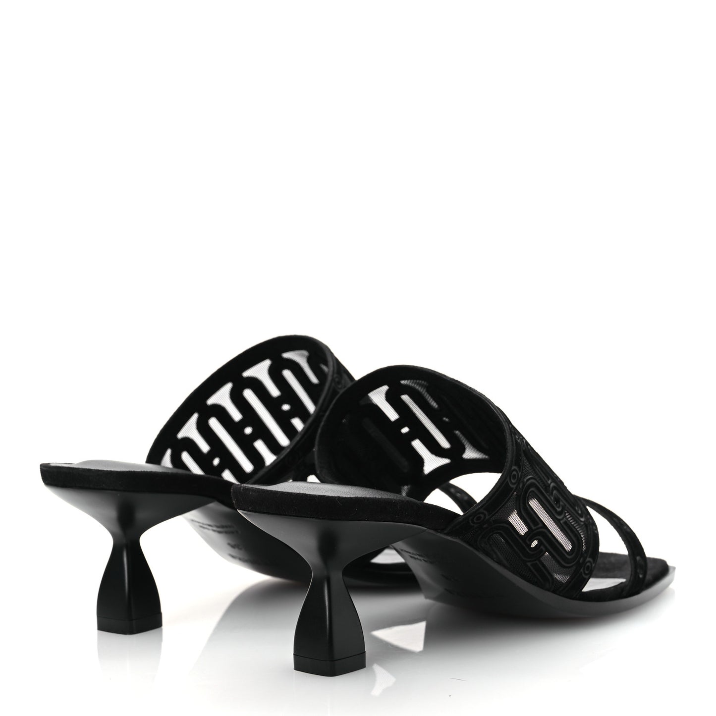 Suede Goatskin Mesh Joia 55 Mule Sandals 36 Black