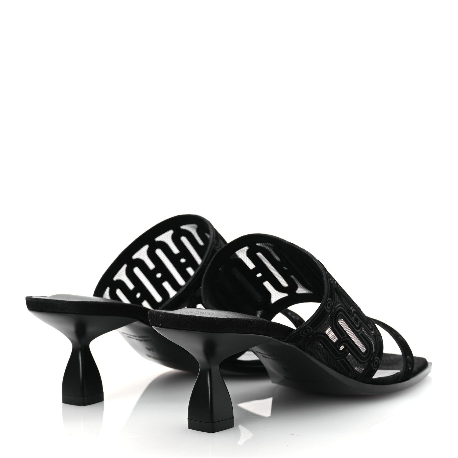 Hermes Suede Goatskin Mesh Joia 55 Mule Sandals 36 Black 5 of 11