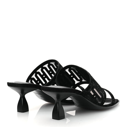 Hermes Suede Goatskin Mesh Joia 55 Mule Sandals 36 Black 5 of 11