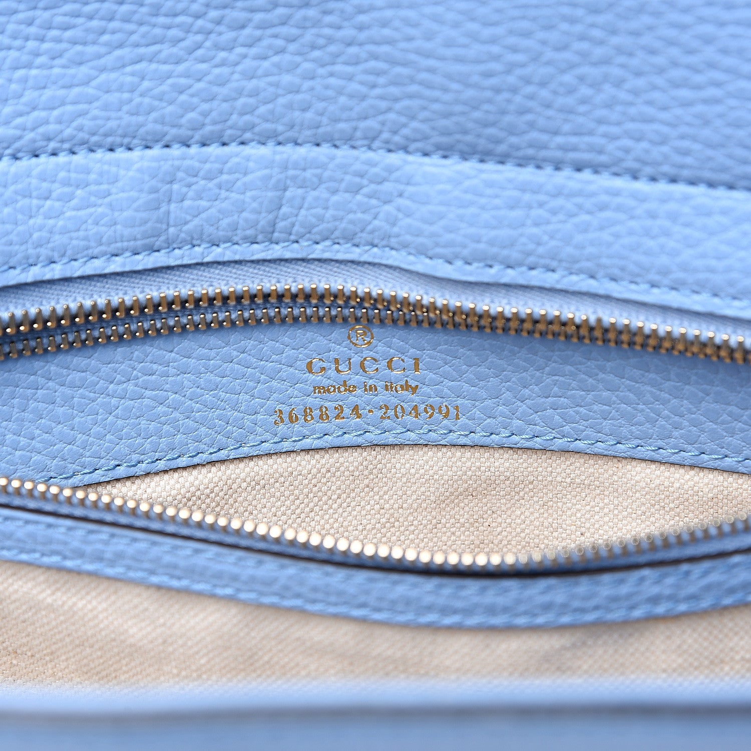 Gucci Linen Canvas Calfskin Medium Swing Top Handle Bag Mineral Blue 5 of 9