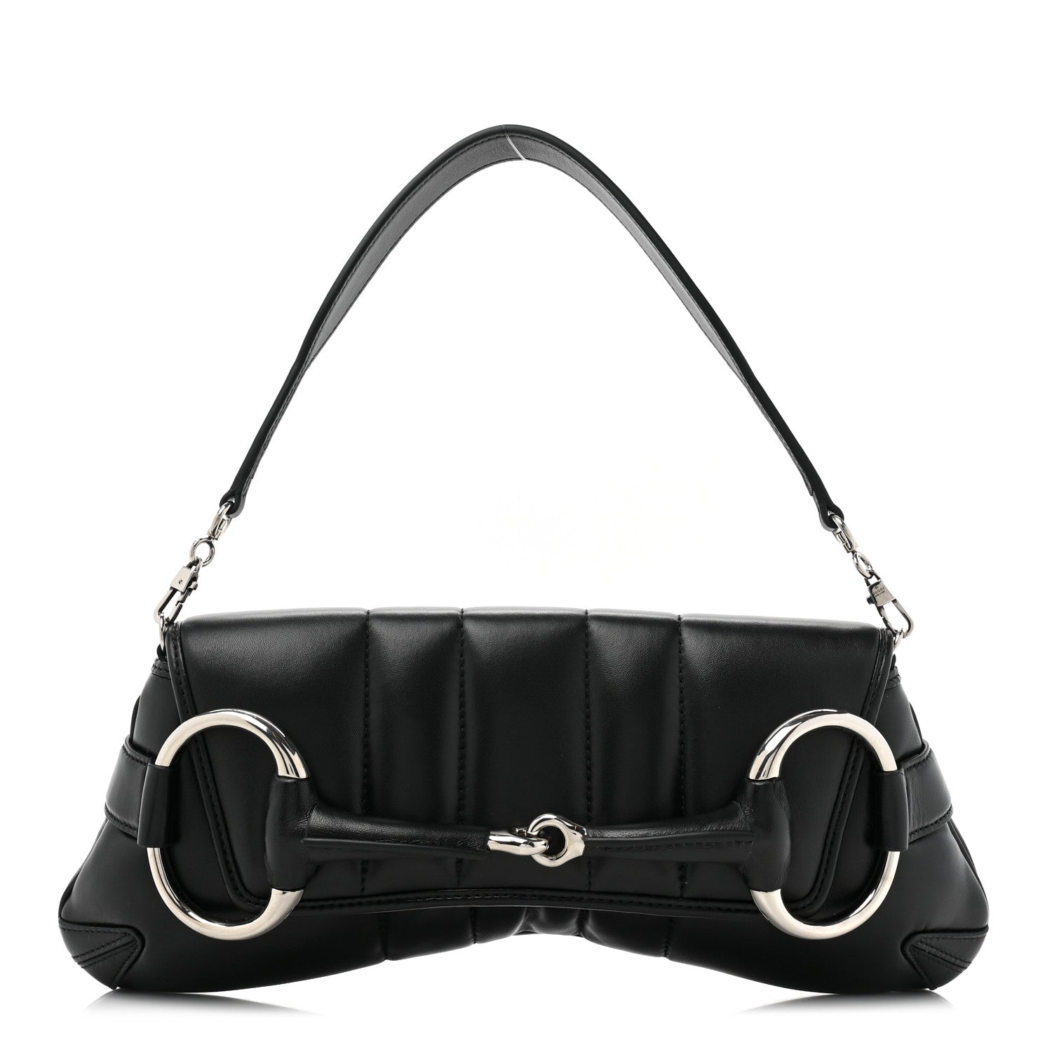 Gucci Nappa Vertical Matelasse Medium Maxi Horsebit Chain Shoulder Bag Black 1 of 11