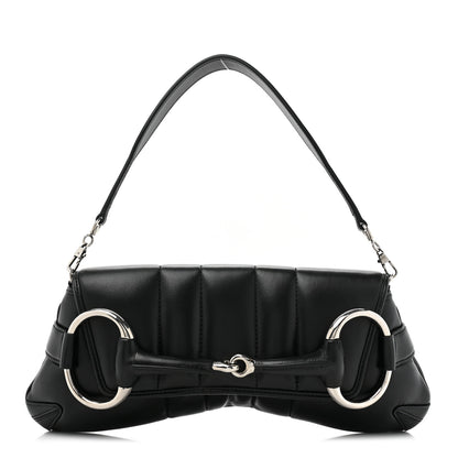 Gucci Nappa Vertical Matelasse Medium Maxi Horsebit Chain Shoulder Bag Black 1 of 11