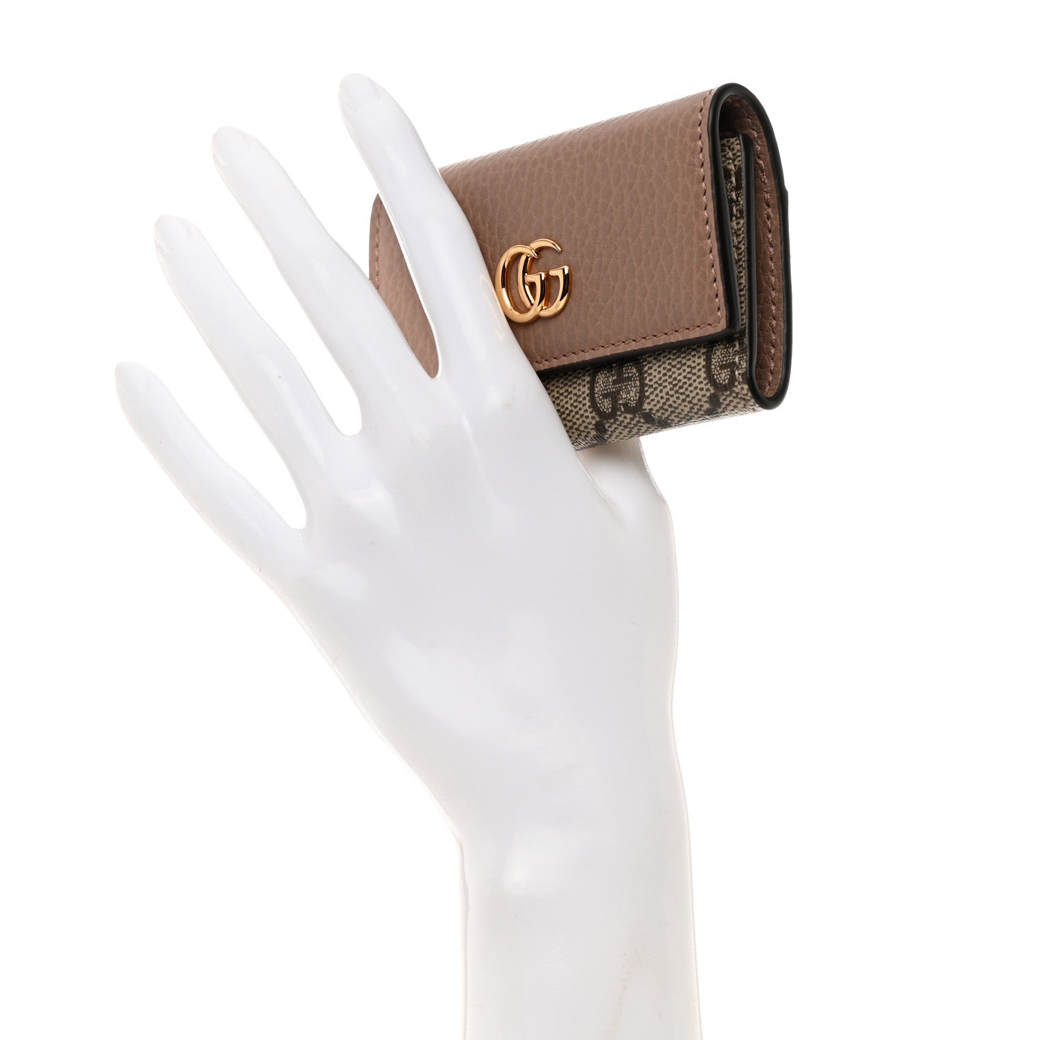Gucci Dollar Calfskin GG Supreme Monogram GG Marmont 6 Key Holder Case Porcelain Rose Beige Ebony 2 of 7