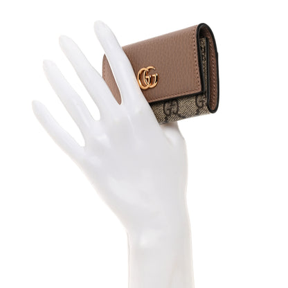 Gucci Dollar Calfskin GG Supreme Monogram GG Marmont 6 Key Holder Case Porcelain Rose Beige Ebony 2 of 7