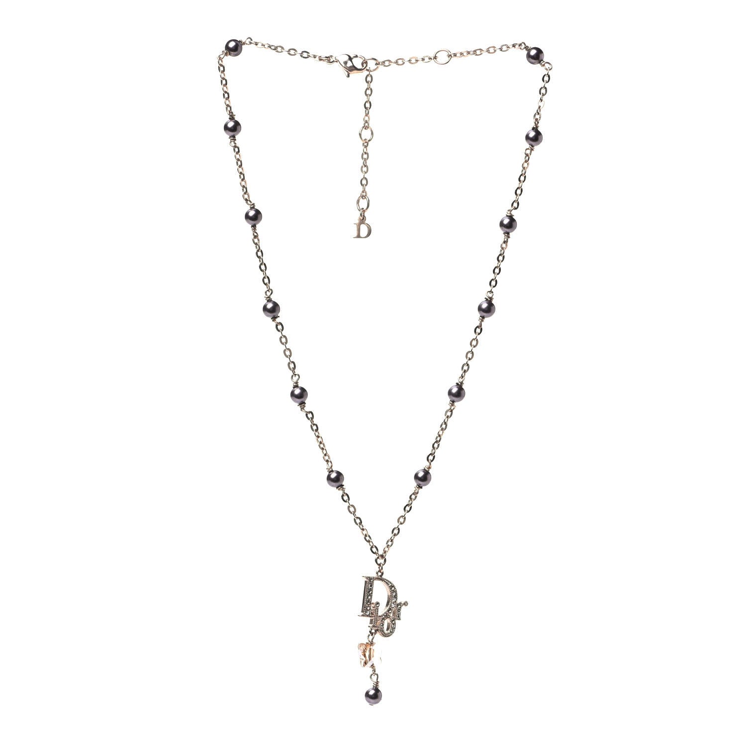 Christian Dior Swarovski Crystal Butterfly Drop Necklace Gold 2 of 4
