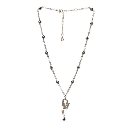 Christian Dior Swarovski Crystal Butterfly Drop Necklace Gold 2 of 4