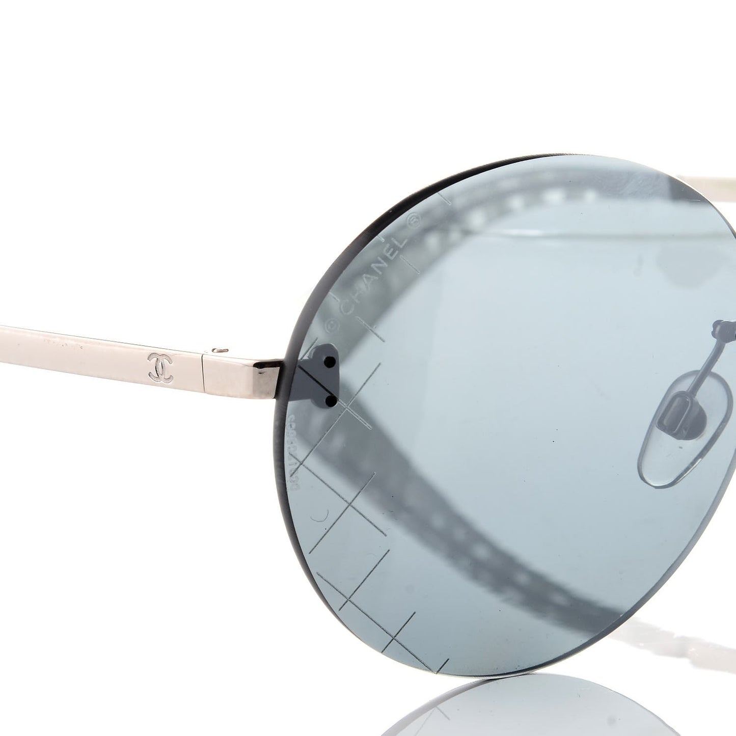 Metal Rimless Round Sunglasses 4216 Silver