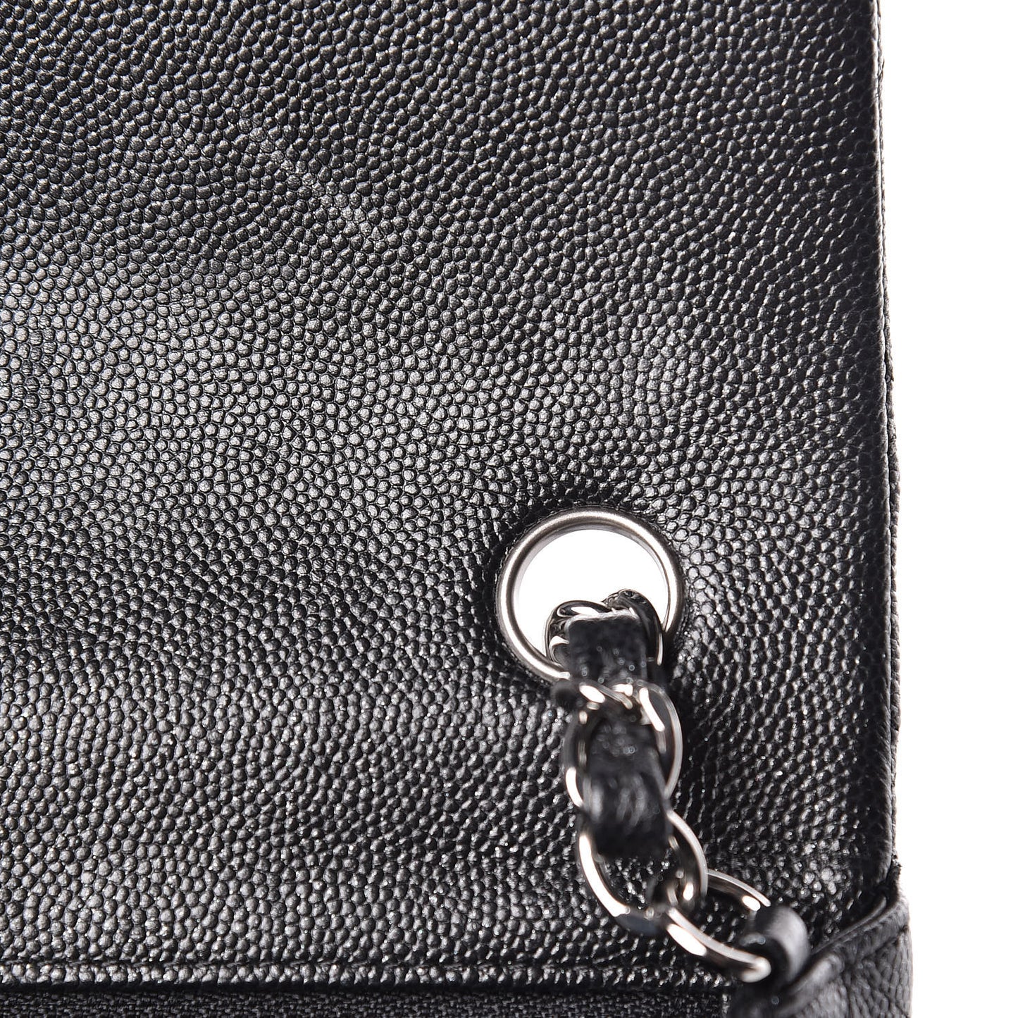 Iridescent Caviar Quilted Mini Rectangular Flap Black