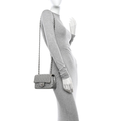 Chanel Metallic Lambskin Quilted Mini Rectangular Flap Silver 2 of 16