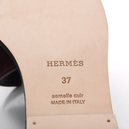 Hermes Box Calfskin Oran Sandals 37 Bleu Ardoise Bordeaux 6 of 8
