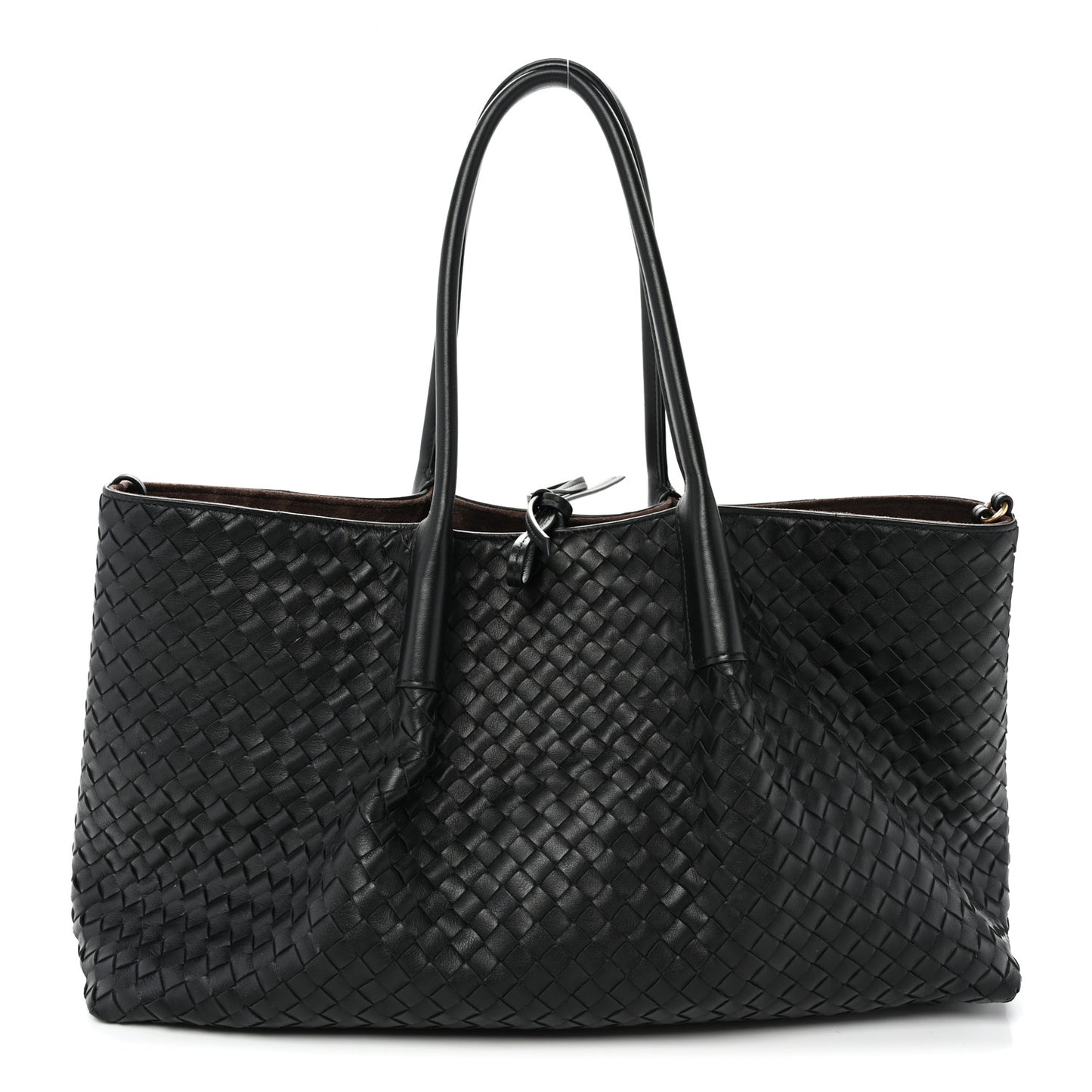 Calfskin Intrecciato Pinacoteca Reversible Tote Black Fondant