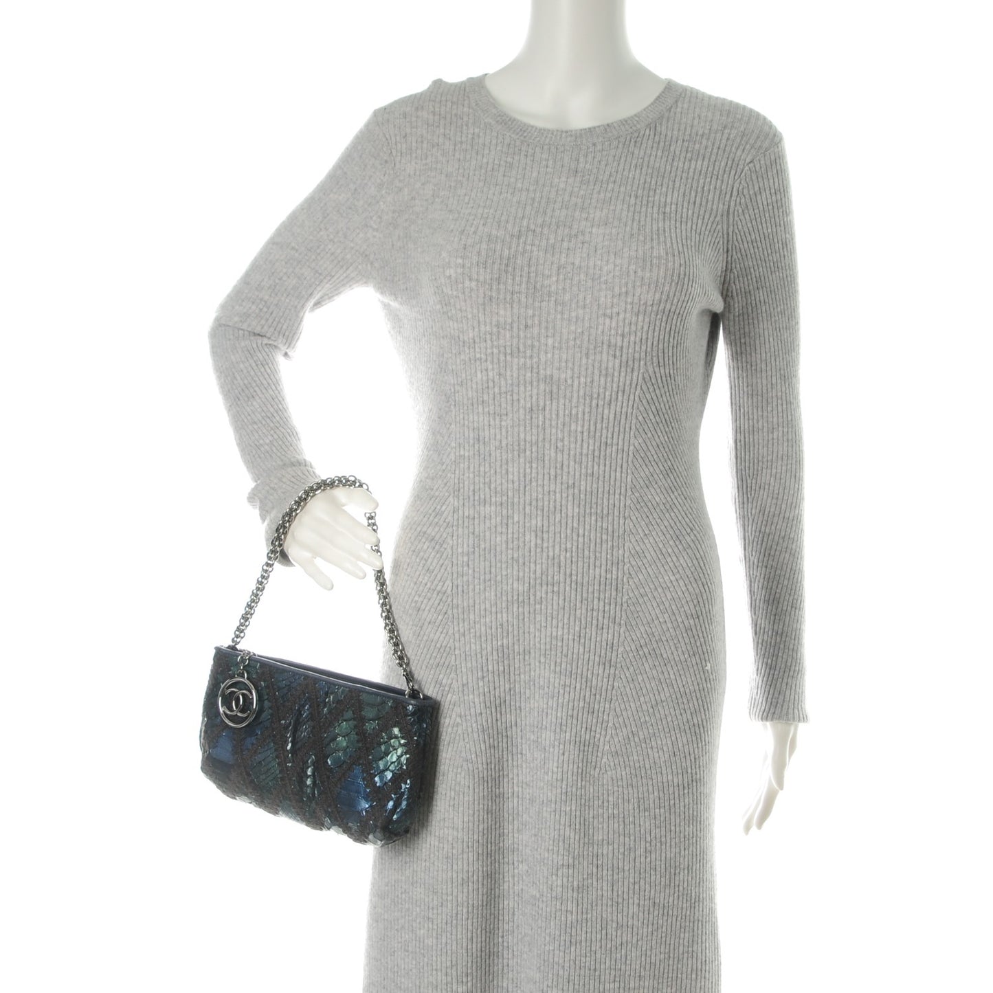 Python Crochet Soft and Chain Pochette Blue