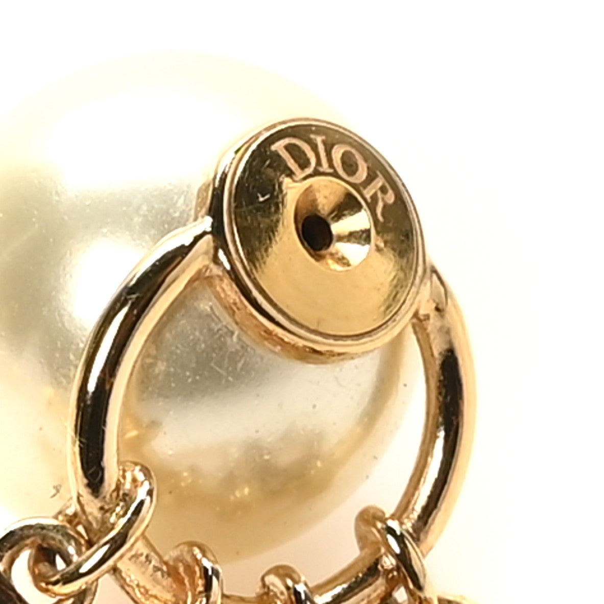 Christian Dior Pearl Crystal Tribal Logo Charms Earrings Gold 6 of 10