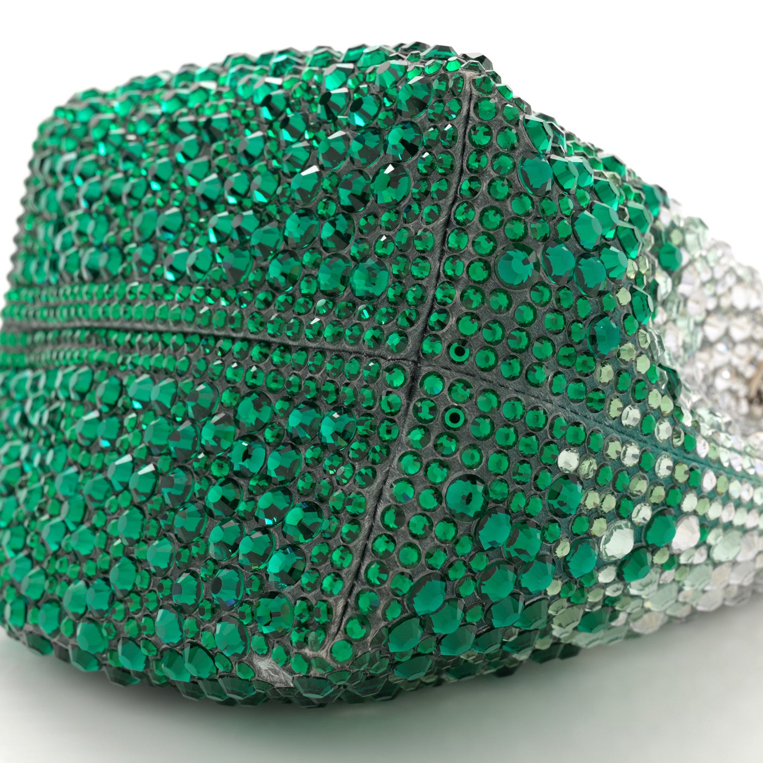 Jimmy Choo Satin Hotfix Crystal Embellished Bon Bon Bucket Bag Green Silver 10 of 15