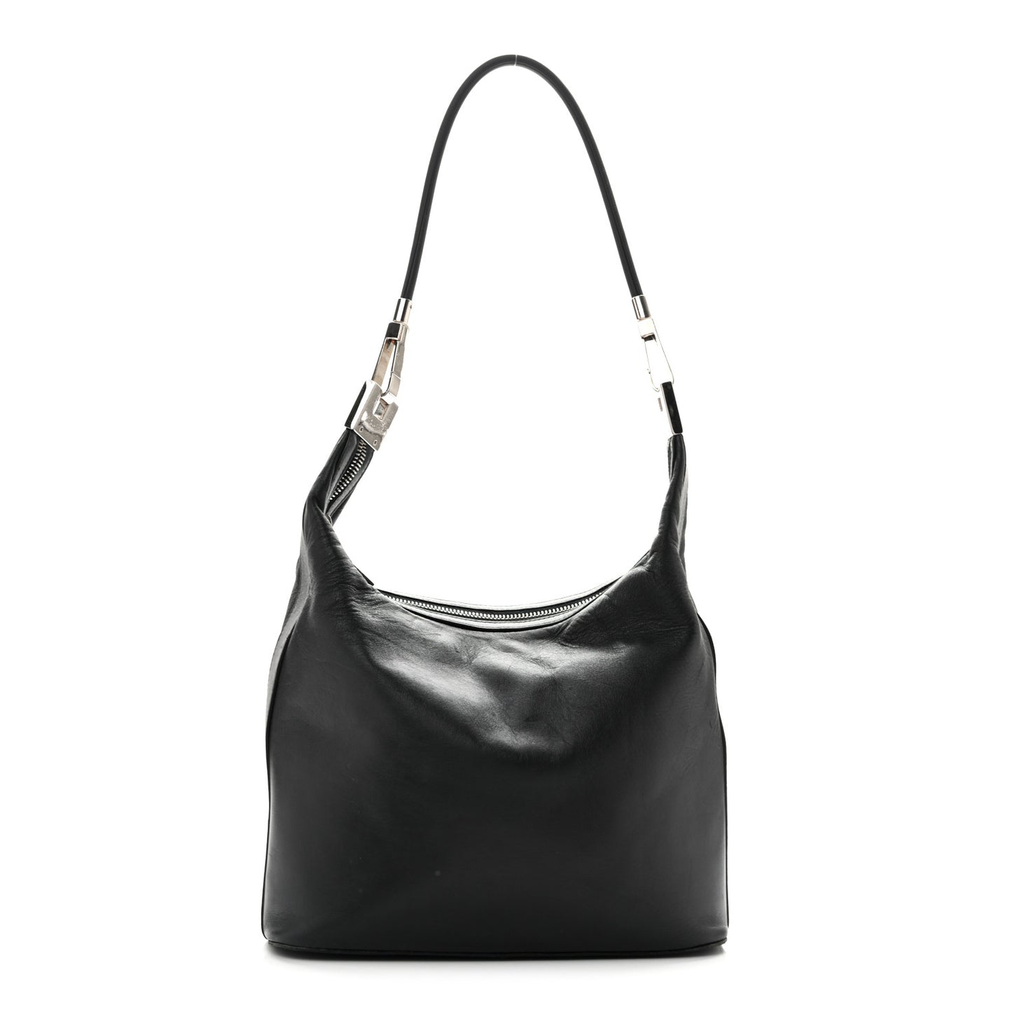 Calfskin GG Small Clasp Hobo Black