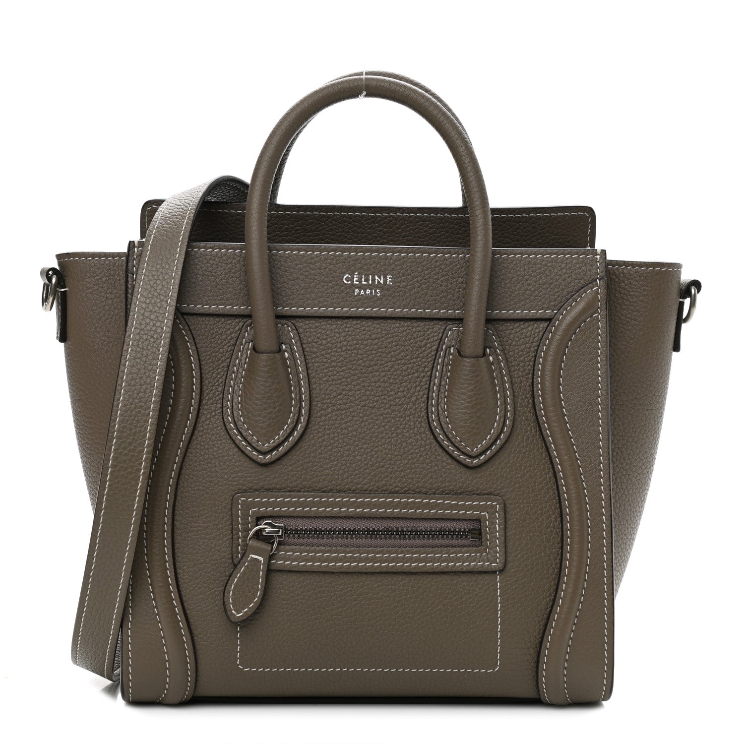 Celine Drummed Calfskin Nano Luggage Souris 1 of 9