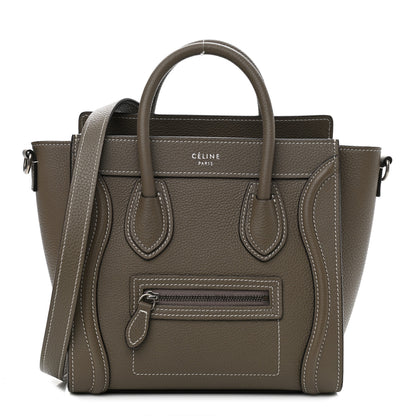 Celine Drummed Calfskin Nano Luggage Souris 1 of 9